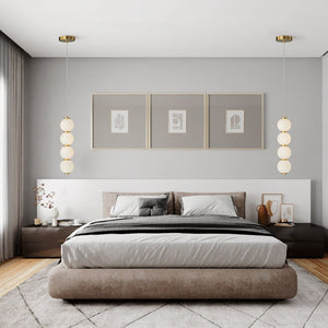 LightFixturesUSA-4-Light LED Frosted Glass Strand Globe Pendant Light-Pendant Light-Brass-4-Lt (Pre-Order)