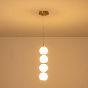 LightFixturesUSA-4-Light LED Frosted Glass Strand Globe Pendant Light-Pendant Light-Brass-4-Lt (Pre-Order)