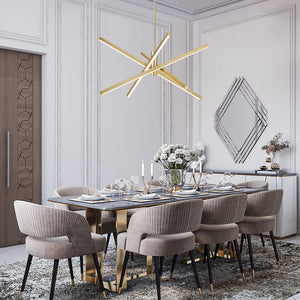 LightFixturesUSA-4-Light LED Tube Sputnik Chandelier-Chandelier-Brass-