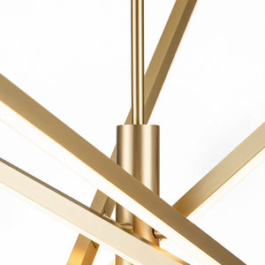 LightFixturesUSA-4-Light LED Tube Sputnik Chandelier-Chandelier-Brass-