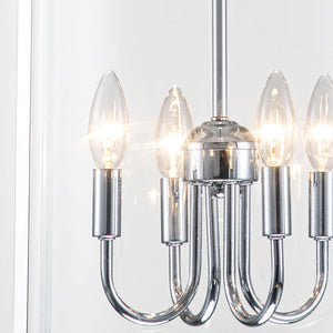 LightFixturesUSA-4-Light Manor Glass Wide Cylinder Lantern Pendant Light-Pendant Light-Chrome-