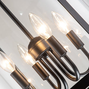 LightFixturesUSA-4-Light Manor Glass Wide Cylinder Lantern Pendant Light-Pendant Light-Chrome-