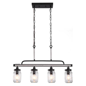 LightFixturesUSA-4-light Mason Jar Island Pendant-Kitchen Island Pendant--