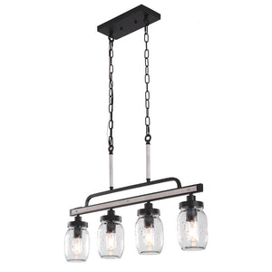 LightFixturesUSA-4-light Mason Jar Island Pendant-Kitchen Island Pendant--