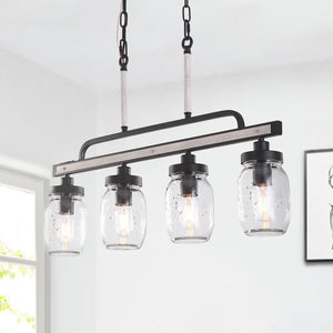 LightFixturesUSA-4-light Mason Jar Island Pendant-Kitchen Island Pendant--