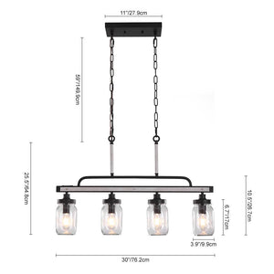 LightFixturesUSA-4-light Mason Jar Island Pendant-Kitchen Island Pendant--