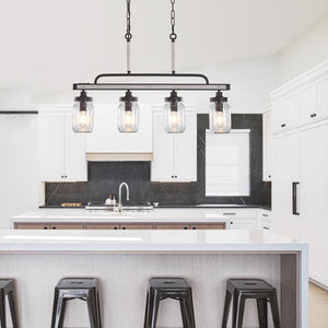 LightFixturesUSA-4-light Mason Jar Island Pendant-Kitchen Island Pendant--