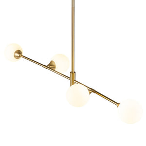 LightFixturesUSA-4-Light Opal Glass Globe Kitchen Island Pendant-Chandelier-Black-