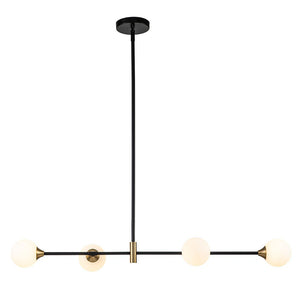 LightFixturesUSA-4-Light Opal Glass Globe Kitchen Island Pendant-Chandelier-Black-