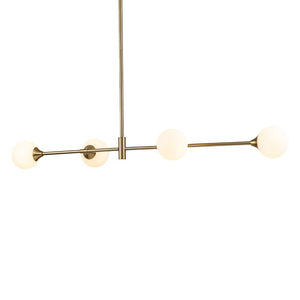 LightFixturesUSA-4-Light Opal Glass Globe Kitchen Island Pendant-Chandelier-Black-