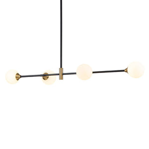 LightFixturesUSA-4-Light Opal Glass Globe Kitchen Island Pendant-Chandelier-Black-
