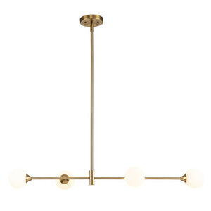 LightFixturesUSA-4-Light Opal Glass Globe Kitchen Island Pendant-Chandelier-Black-