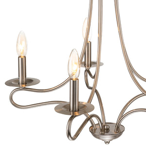 LightFixturesUSA-5-Light Brushed Nickel Candle Style Chandelier -Chandelier-Nickel-