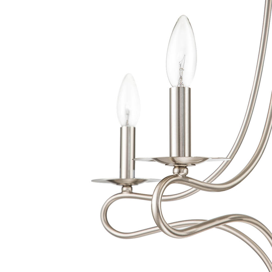 LightFixturesUSA-5-Light Brushed Nickel Candle Style Chandelier -Chandelier-Nickel-