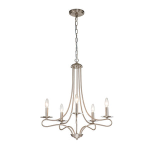 LightFixturesUSA-5-Light Brushed Nickel Candle Style Chandelier -Chandelier-Nickel-