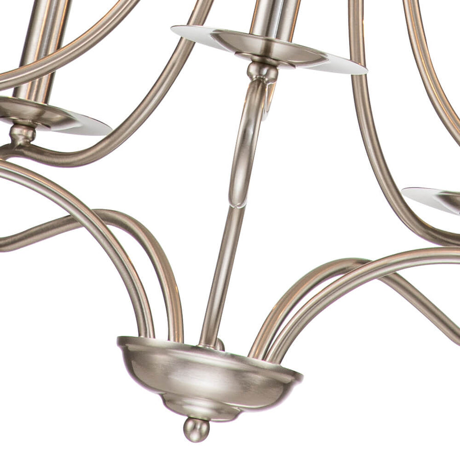 LightFixturesUSA-5-Light Brushed Nickel Candle Style Chandelier -Chandelier-Nickel-