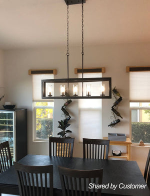 LightFixturesUSA-5-Light Curved Rectangle Frame Island Chandelier-Chandelier-Oil Rubbed Bronze-5-Lt