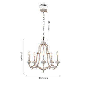 LightFixturesUSA-5-Light Distressed White Shabby Chic Candle Style Chandelier-Chandelier--