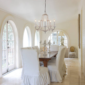LightFixturesUSA-5-Light Distressed White Shabby Chic Candle Style Chandelier-Chandelier--