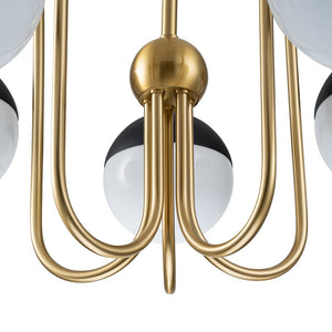 LightFixturesUSA-5-Light Milky Glass Globe Round Chandelier-Chandelier-Nickel-