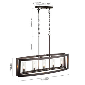 LightFixturesUSA-5-Light Oil Rubbed Bronze Frame Island Chandelier-Chandelier-Oil Rubbed Bronze-