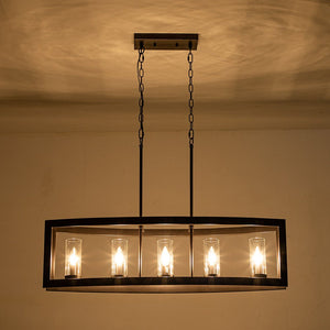 LightFixturesUSA-5-Light Oil Rubbed Bronze Frame Island Chandelier-Chandelier-Oil Rubbed Bronze-