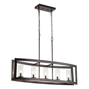 LightFixturesUSA-5-Light Oil Rubbed Bronze Frame Island Chandelier-Chandelier-Oil Rubbed Bronze-