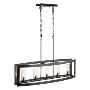 LightFixturesUSA-5-Light Oil Rubbed Bronze Frame Island Chandelier-Chandelier-Oil Rubbed Bronze-