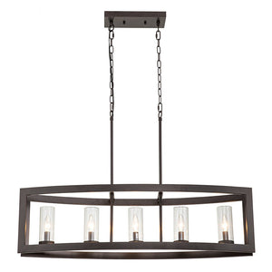 LightFixturesUSA-5-Light Oil Rubbed Bronze Frame Island Chandelier-Chandelier-Oil Rubbed Bronze-