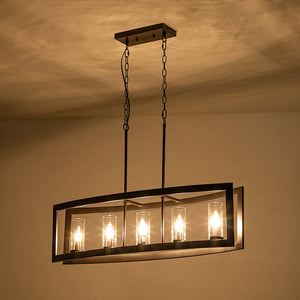 LightFixturesUSA-5-Light Oil Rubbed Bronze Frame Island Chandelier-Chandelier-Oil Rubbed Bronze-
