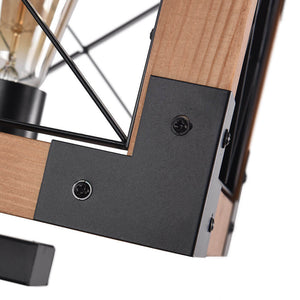LightFixturesUSA-5-Light Wood Box Rectangle Chandelier Modern Farmhouse-Chandelier--