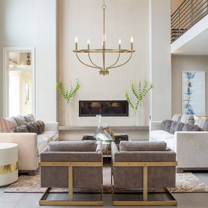 LightFixturesUSA-6-Light Round Candle Style Chandelier-Chandelier-Brass-