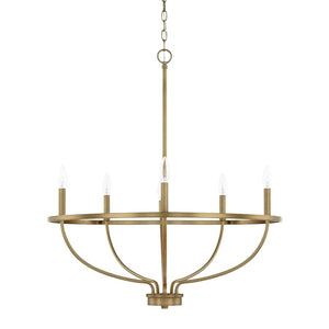 LightFixturesUSA-6-Light Round Candle Style Chandelier-Chandelier-Brass-