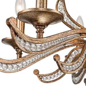 LightFixturesUSA-6-Light Vintage Candle Style Chandelier Crystal Beads-Chandelier-6-Lt-Antique