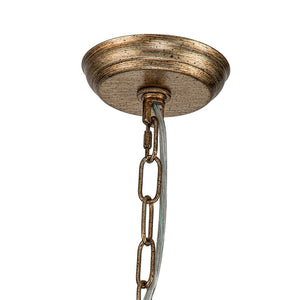 LightFixturesUSA-6-Light Vintage Candle Style Chandelier Crystal Beads-Chandelier-6-Lt-Antique