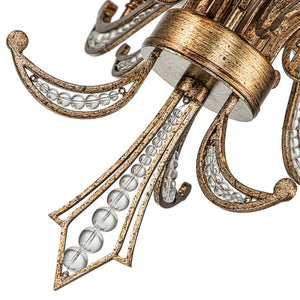 LightFixturesUSA-6-Light Vintage Candle Style Chandelier Crystal Beads-Chandelier-6-Lt-Antique