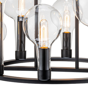 LightFixturesUSA-8-Light Glass Globe Wagon Wheel Chandelier-Chandelier-Black-