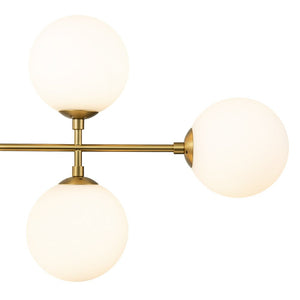 LightFixturesUSA-8-Light Linear Sputnik Frosted Glass Globe Chandelier -Chandelier-Black-