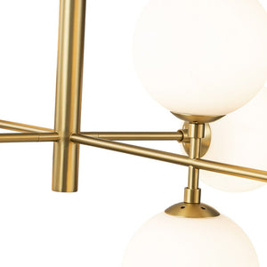 LightFixturesUSA-8-Light Linear Sputnik Frosted Glass Globe Chandelier -Chandelier-Black-