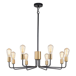 LightFixturesUSA-8-Light Mid Century Black Brass Sputnik Chandelier-Chandelier--