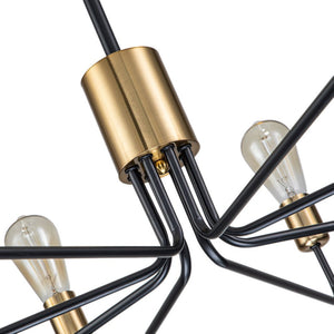 LightFixturesUSA-8-Light Mid Century Black Brass Sputnik Chandelier-Chandelier--