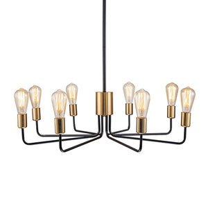 LightFixturesUSA-8-Light Mid Century Black Brass Sputnik Chandelier-Chandelier--