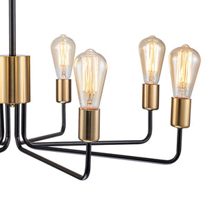 LightFixturesUSA-8-Light Mid Century Black Brass Sputnik Chandelier-Chandelier--