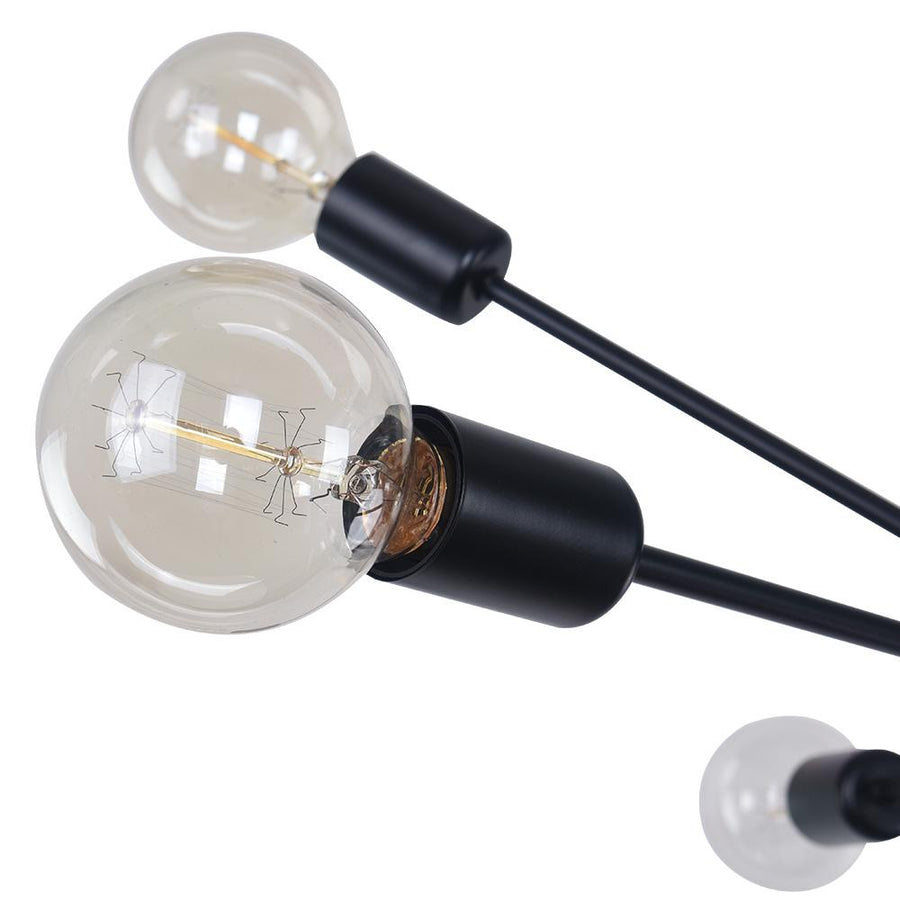 LightFixturesUSA-9-light Mid-century Sputnik Light Fixture-Chandelier-Black-