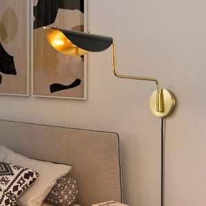 LightFixturesUSA-Aged Brass 1-Light Swing Arm Plug In Wall Sconce-Wall Sconce-1-Lt-