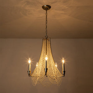 LightFixturesUSA-Antique Candle Style Crystal Bead Empire Chandelier-Chandelier-5-Lt-