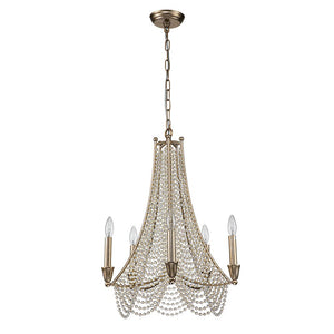 LightFixturesUSA-Antique Candle Style Crystal Bead Empire Chandelier-Chandelier-5-Lt-