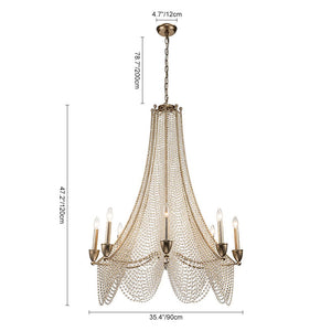 LightFixturesUSA-Antique Candle Style Crystal Bead Empire Chandelier-Chandelier-5-Lt-
