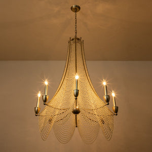 LightFixturesUSA-Antique Candle Style Crystal Bead Empire Chandelier-Chandelier-5-Lt-