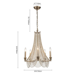 LightFixturesUSA-Antique Candle Style Crystal Bead Empire Chandelier-Chandelier-5-Lt-